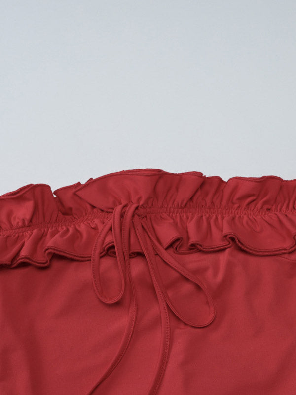 Party Dress Dresses Maxi Red Off-The-Shoulder Ruffles Chic Semi Formal Summer Dress