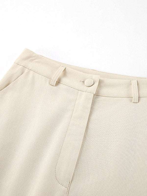 Two Piece Sets Apricot Daily Casual V-Neck Sleeveless Top Pant Set
