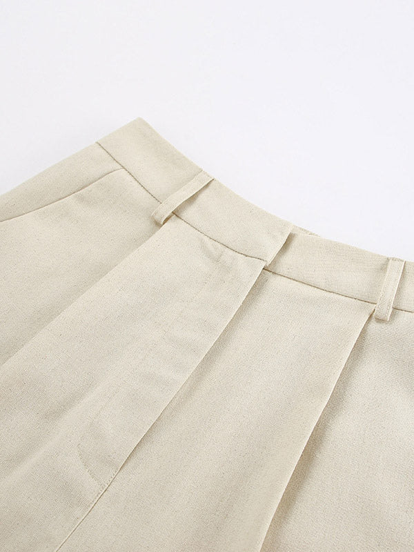 Two Piece Sets Khaki Casual Daily Casual V-Neck Sleeveless Pant Set