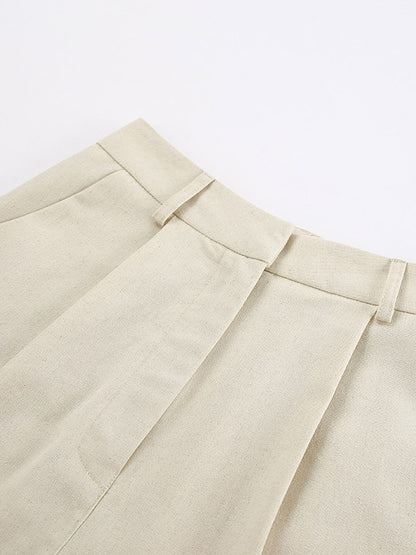 Two Piece Sets Khaki Casual Daily Casual V-Neck Sleeveless Pant Set