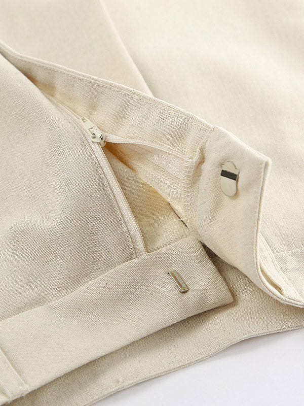 Two Piece Sets Khaki Casual Daily Casual V-Neck Sleeveless Pant Set