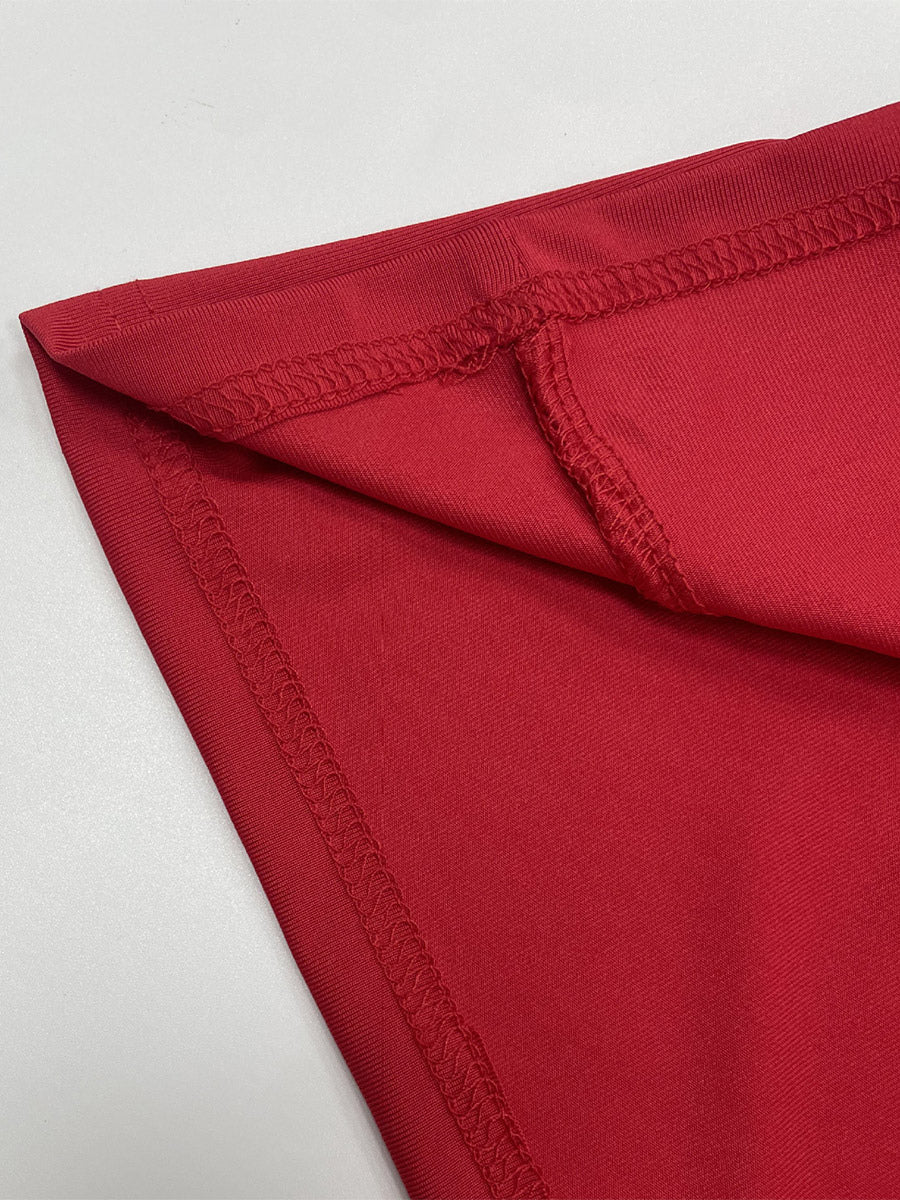 Two Piece Sets Red Chic Street Wear Halter Backless Pleated Sleeveless Skirt Set