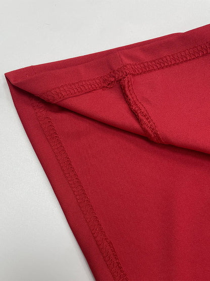 Two Piece Sets Red Chic Street Wear Halter Backless Pleated Sleeveless Skirt Set