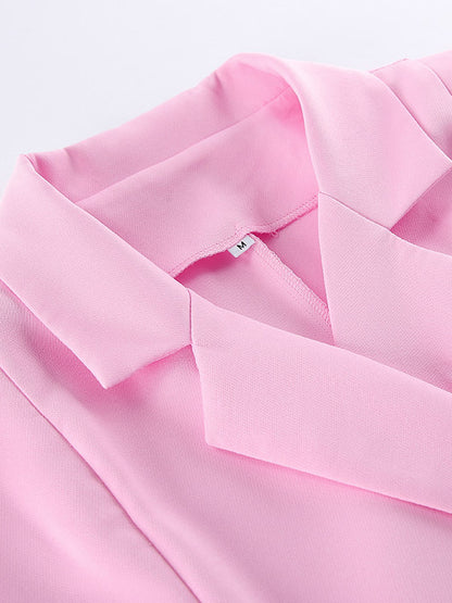 Two Piece Sets Pink Chic Daily Casual Turndown Collar Sleeveless Pant Set