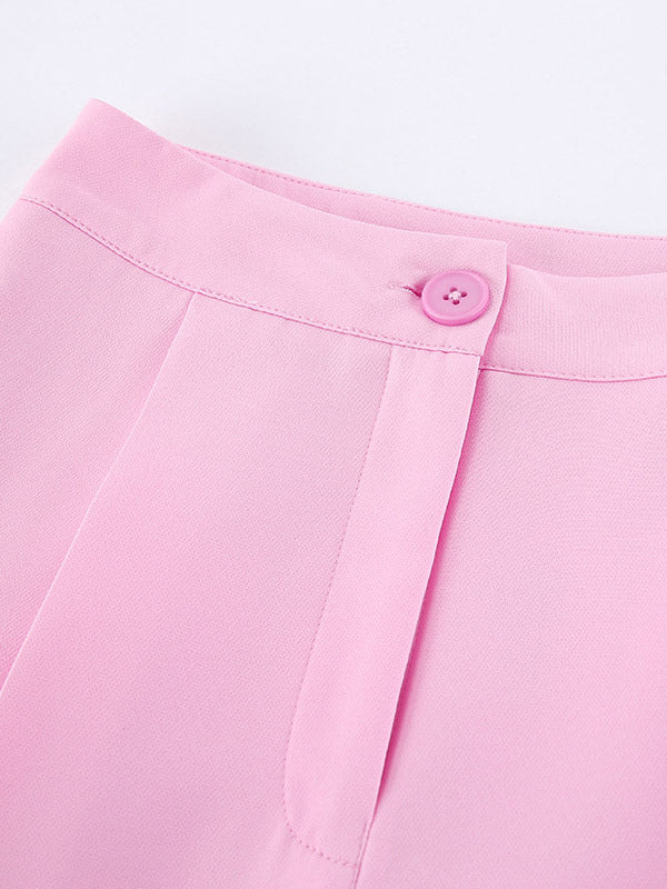 Two Piece Sets Pink Chic Daily Casual Turndown Collar Sleeveless Pant Set