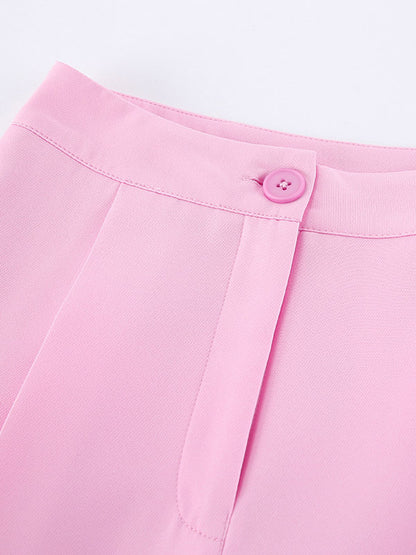 Two Piece Sets Pink Chic Daily Casual Turndown Collar Sleeveless Pant Set