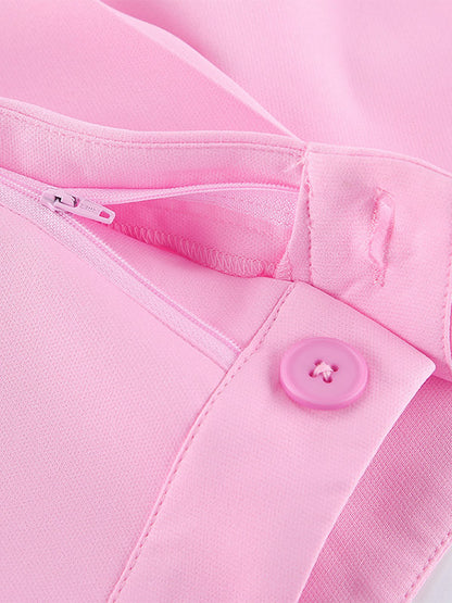 Two Piece Sets Pink Chic Daily Casual Turndown Collar Sleeveless Pant Set