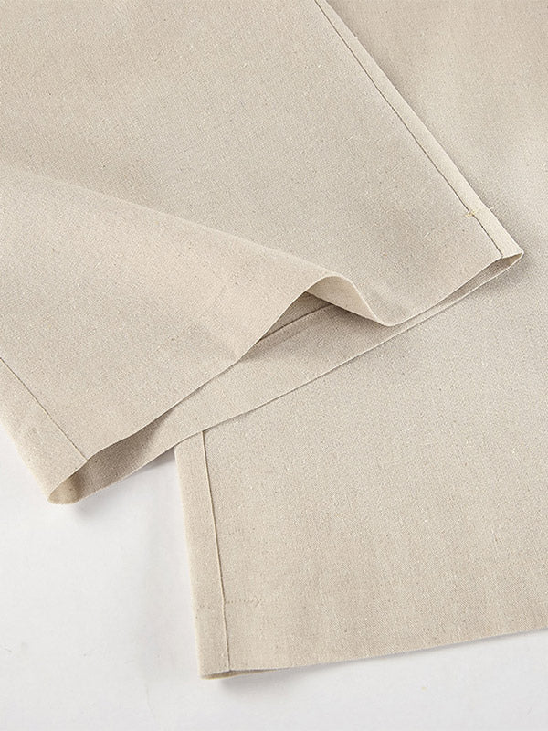 Two Piece Sets Khaki Chic Daily Casual Linen V-Neck Sleeveless Top Pant Set