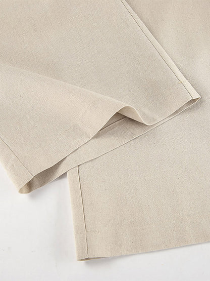 Two Piece Sets Khaki Chic Daily Casual Linen V-Neck Sleeveless Top Pant Set