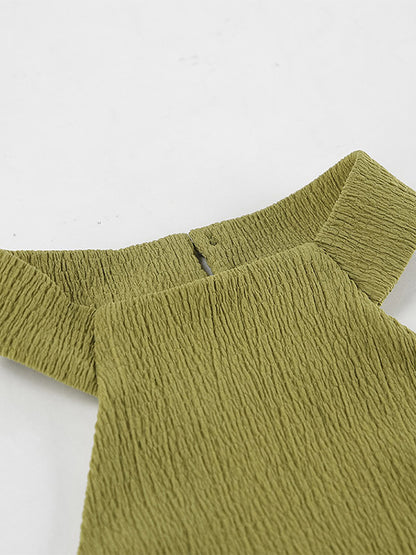 Two Piece Sets Green Halter Backless Sleeveless Top Pant Set
