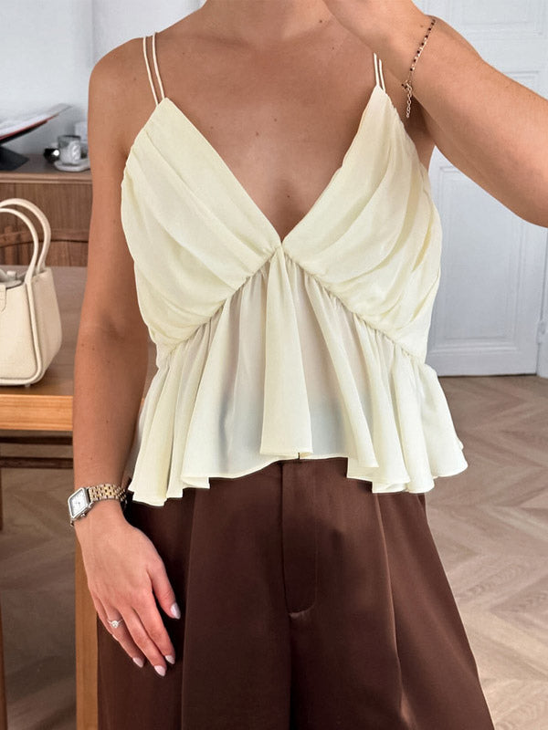 Apricot Cami Top V-Neck Strappy Chic Camis For Women