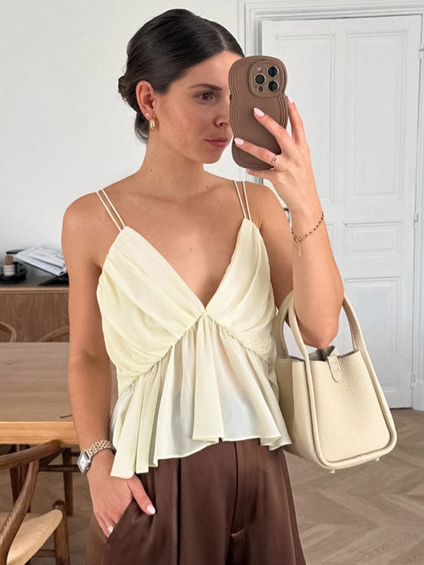 Apricot Cami Top V-Neck Strappy Chic Camis For Women