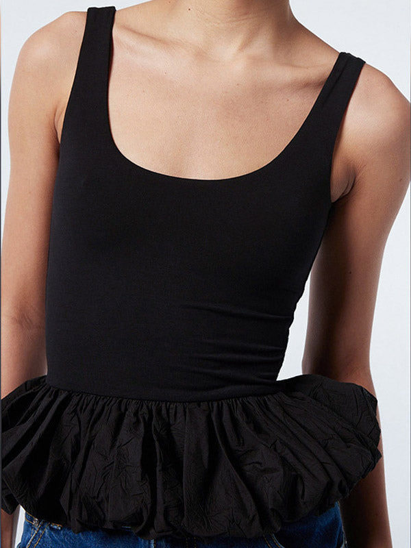 White Cami Top U-Neck Ruffles Backless Chic Camis For Women