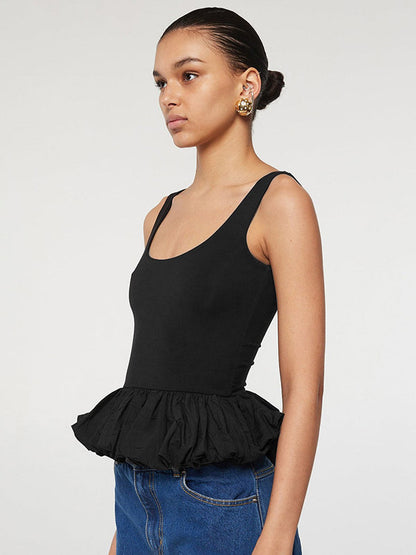 White Cami Top U-Neck Ruffles Backless Chic Camis For Women