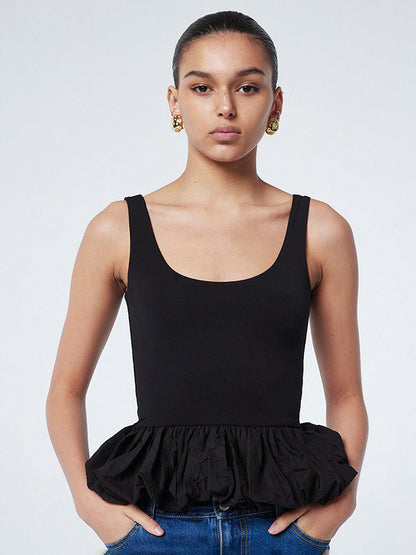 White Cami Top U-Neck Ruffles Backless Chic Camis For Women