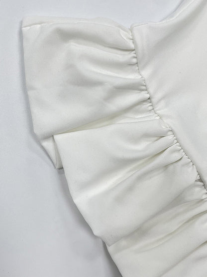 White Cami Top U-Neck Ruffles Backless Chic Camis For Women