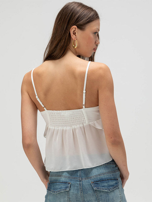 Blue Cami Top Straps Neck Chic Irregular Camis For Women