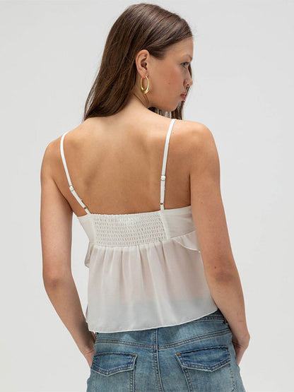 Blue Cami Top Straps Neck Chic Irregular Camis For Women