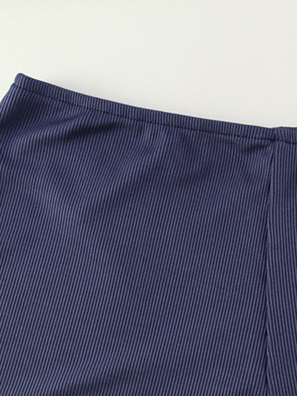 Two Piece Sets Blue Street Wear Bows Straps Neck Sleeveless Pant Set