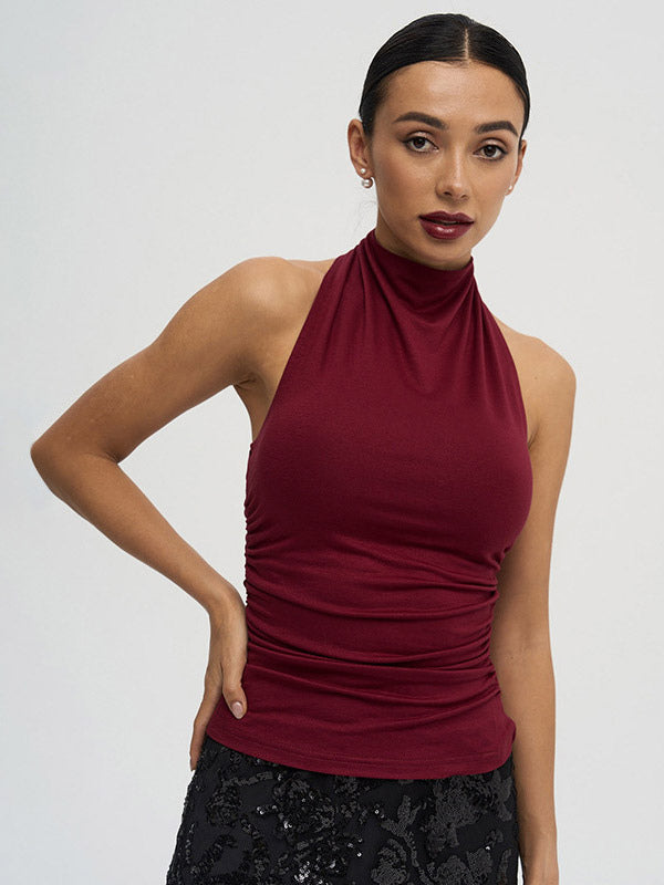 White Cami Top Halter Sexy Backless Sleeveless Women Camis
