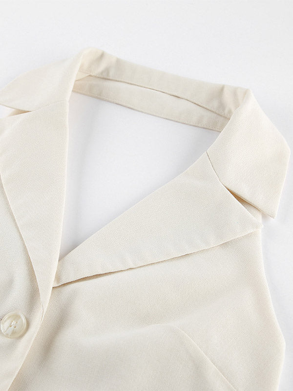 Blouse For Women Khaki Cotton Linen Halter Backless Casual Lace Up Sash Sleeveless Tops