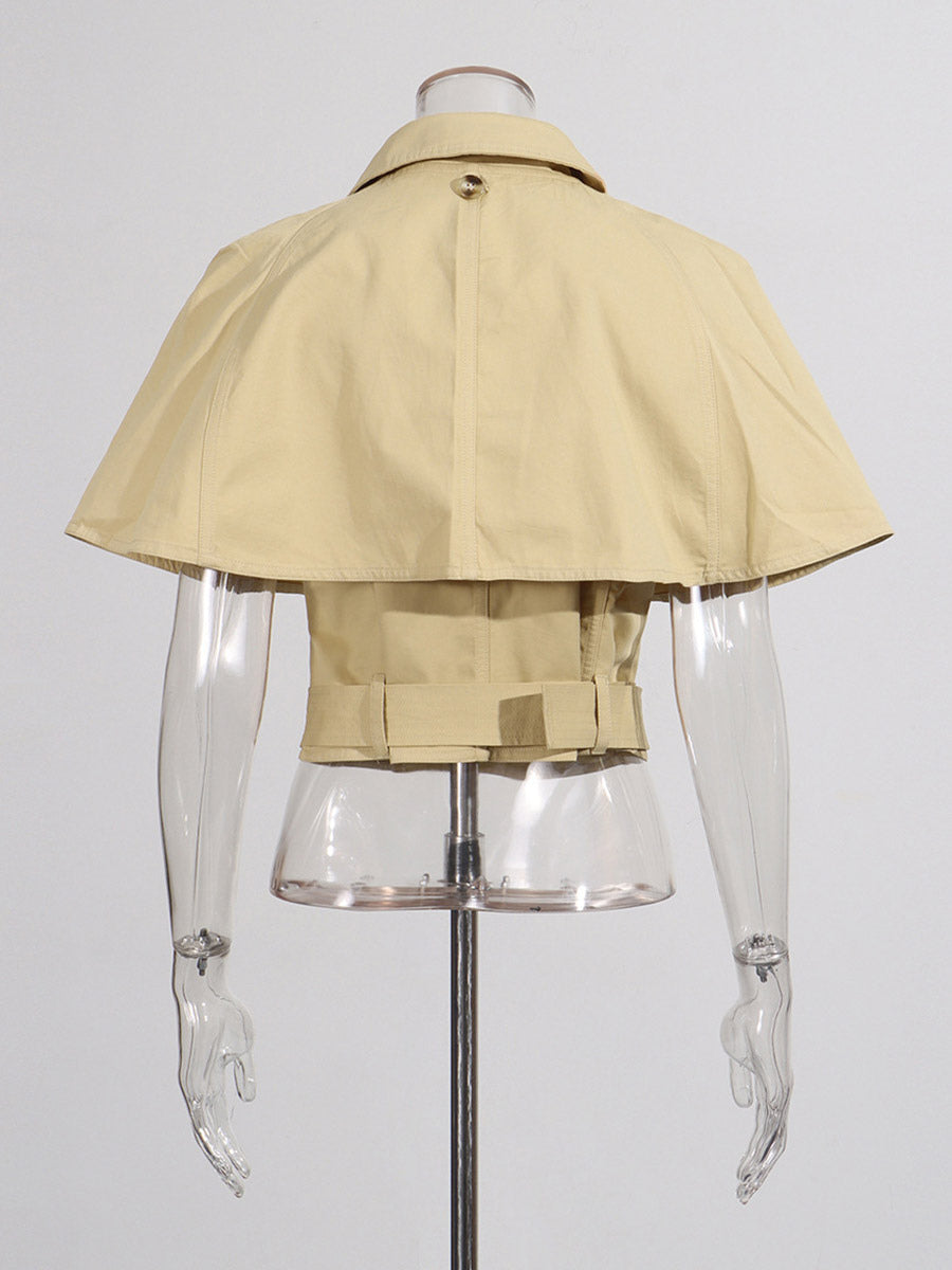 Blouse For Women Khaki Cotton Turndown Collar Academic Sash Buttons Sleeveless Tops