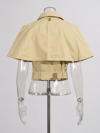 Blouse For Women Khaki Cotton Turndown Collar Academic Sash Buttons Sleeveless Tops