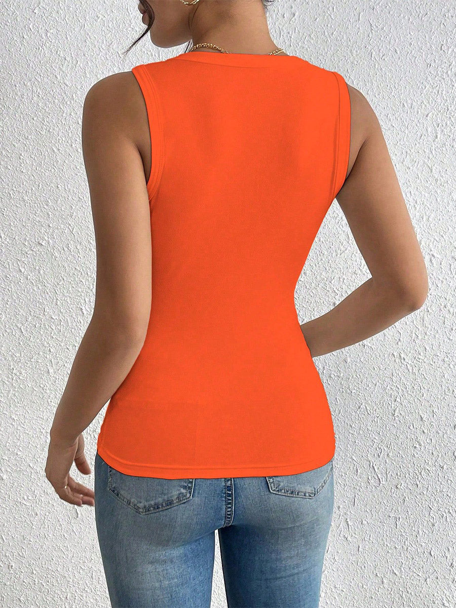 Black Cami Top Jewel Neck Flowers Chic Camis For Women