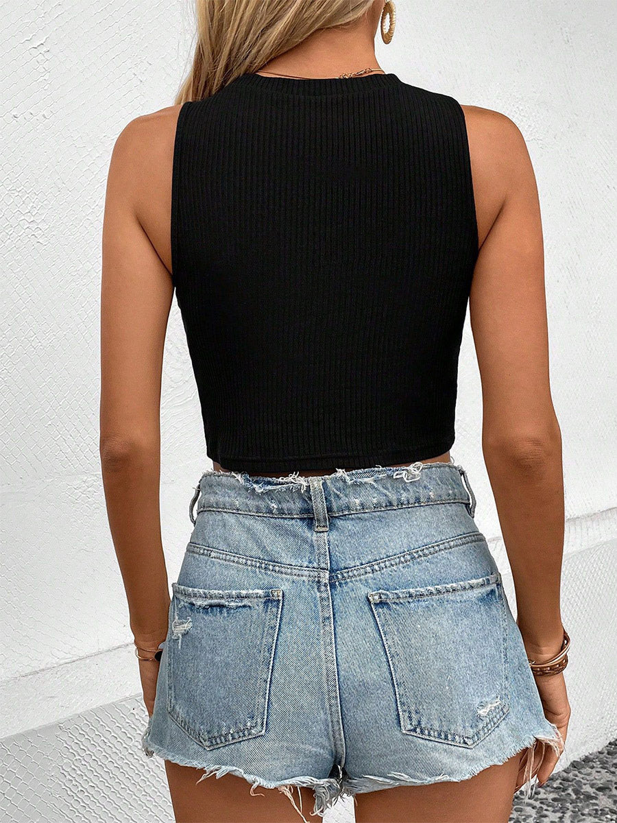 White Cami Top Jewel Neck Chic Camis For Women
