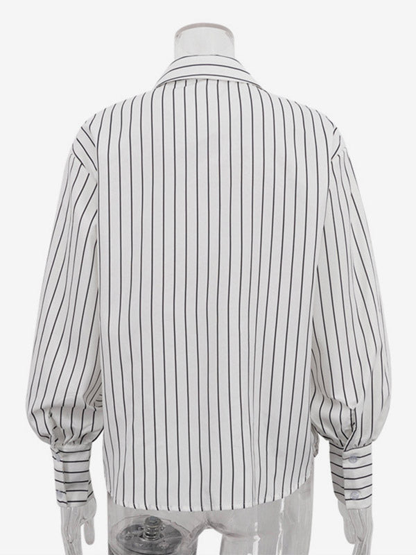 Blouse For Women White Turndown Collar Clothes Casual Bows Long Sleeves Tops