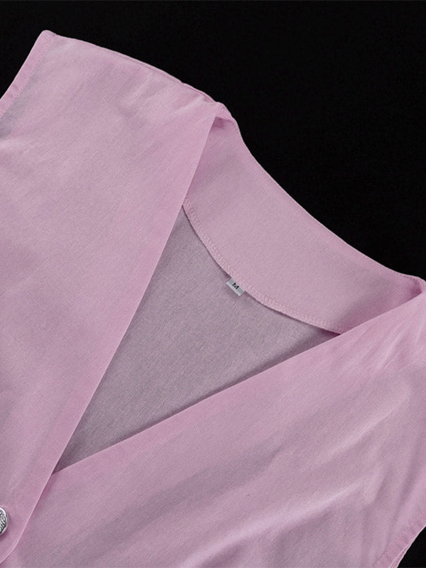 Two Piece Sets Black Daily Casual Cotton V-Neck Sleeveless Casual Pant Set