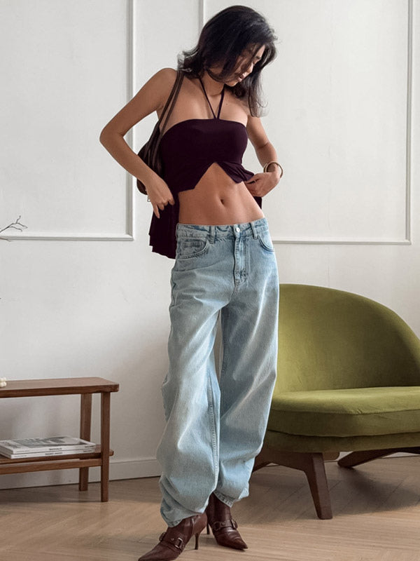 Brown Cami Top Halter Ruffles Lycra Spandex Backless Chic Camis For Women
