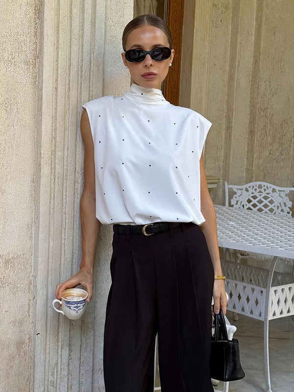 Cami Top High Collar Lace Up Casual Women Camis