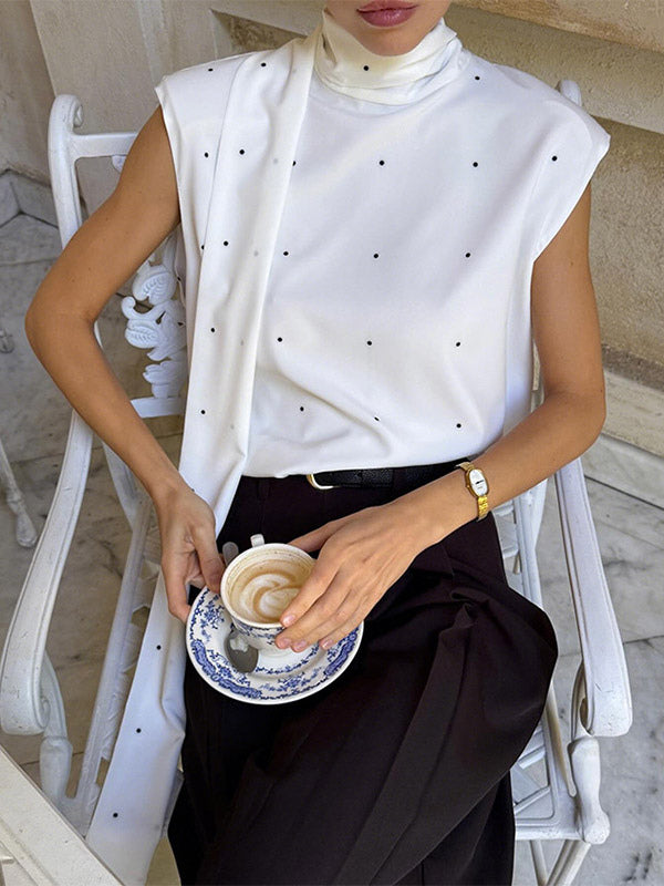 Cami Top High Collar Lace Up Casual Women Camis