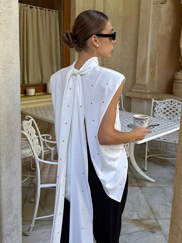 Cami Top High Collar Lace Up Casual Women Camis