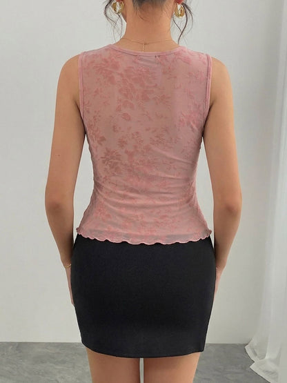 Pink Cami Top V-Neck Lace Chic Clothes Women Camis