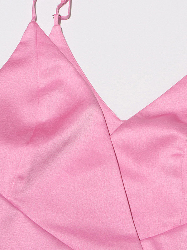 Blouse For Women Pink V-Neck Chic Cut Out Long Sleeves Tops
