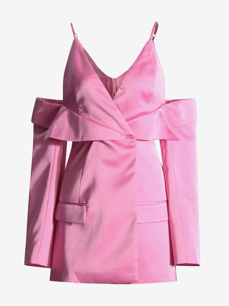 Blouse For Women Pink V-Neck Chic Cut Out Long Sleeves Tops