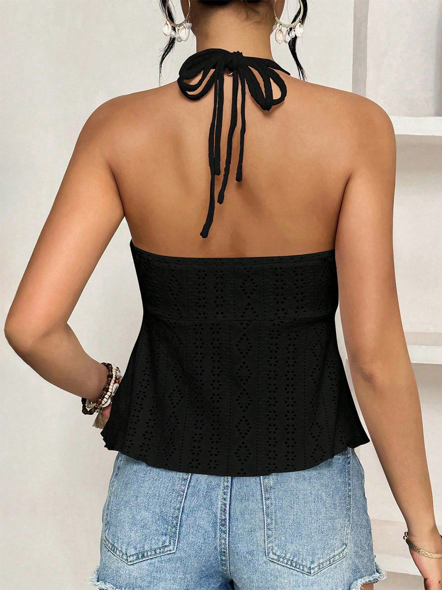 Red Cami Top Straps Neck Cut Out Chic Camis For Women
