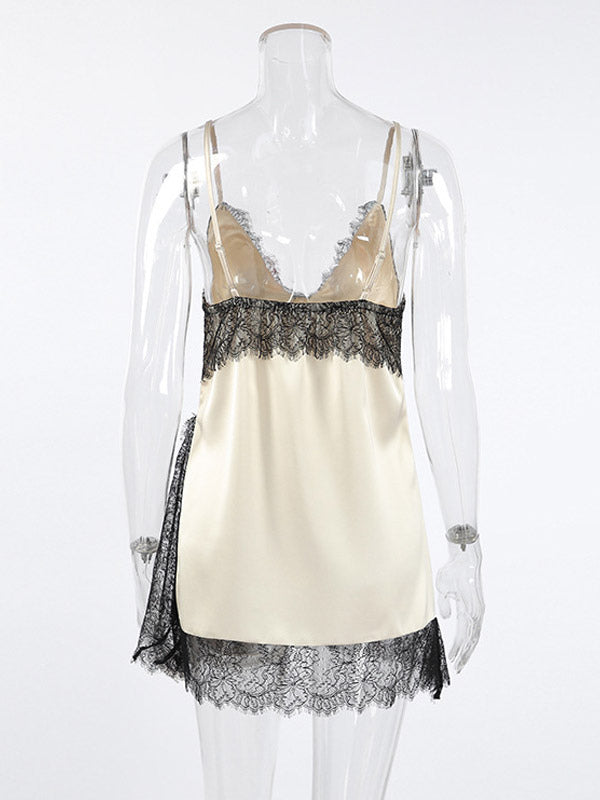 Apricot Cami Top Straps Neck Lace Chic Backless Women Camis