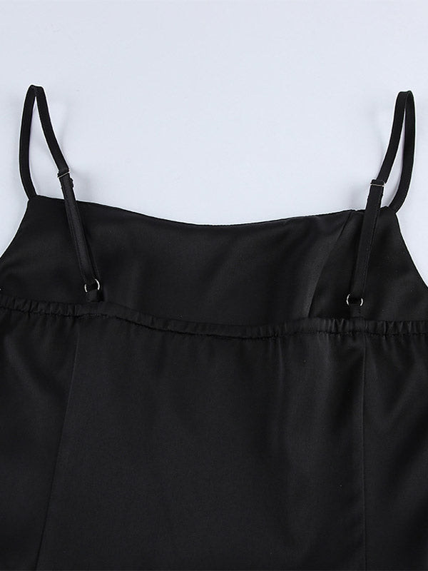 Yellow Cami Top Straps Neck Strappy Ruffles Backless Women Camis