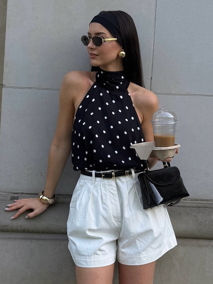 Black Cami Top Halter Sleeveless Chic Camis For Women