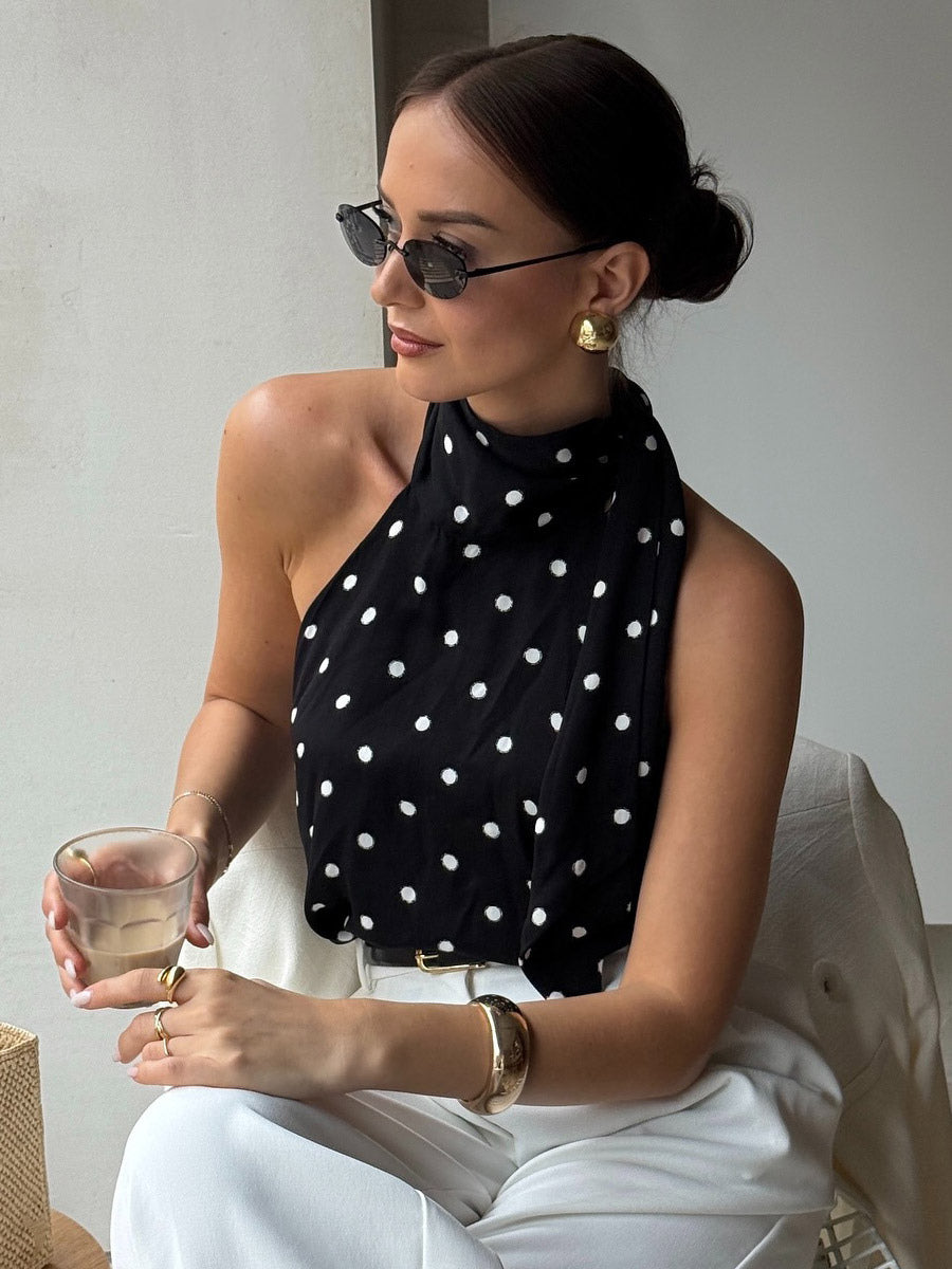 Black Cami Top Halter Sleeveless Chic Camis For Women