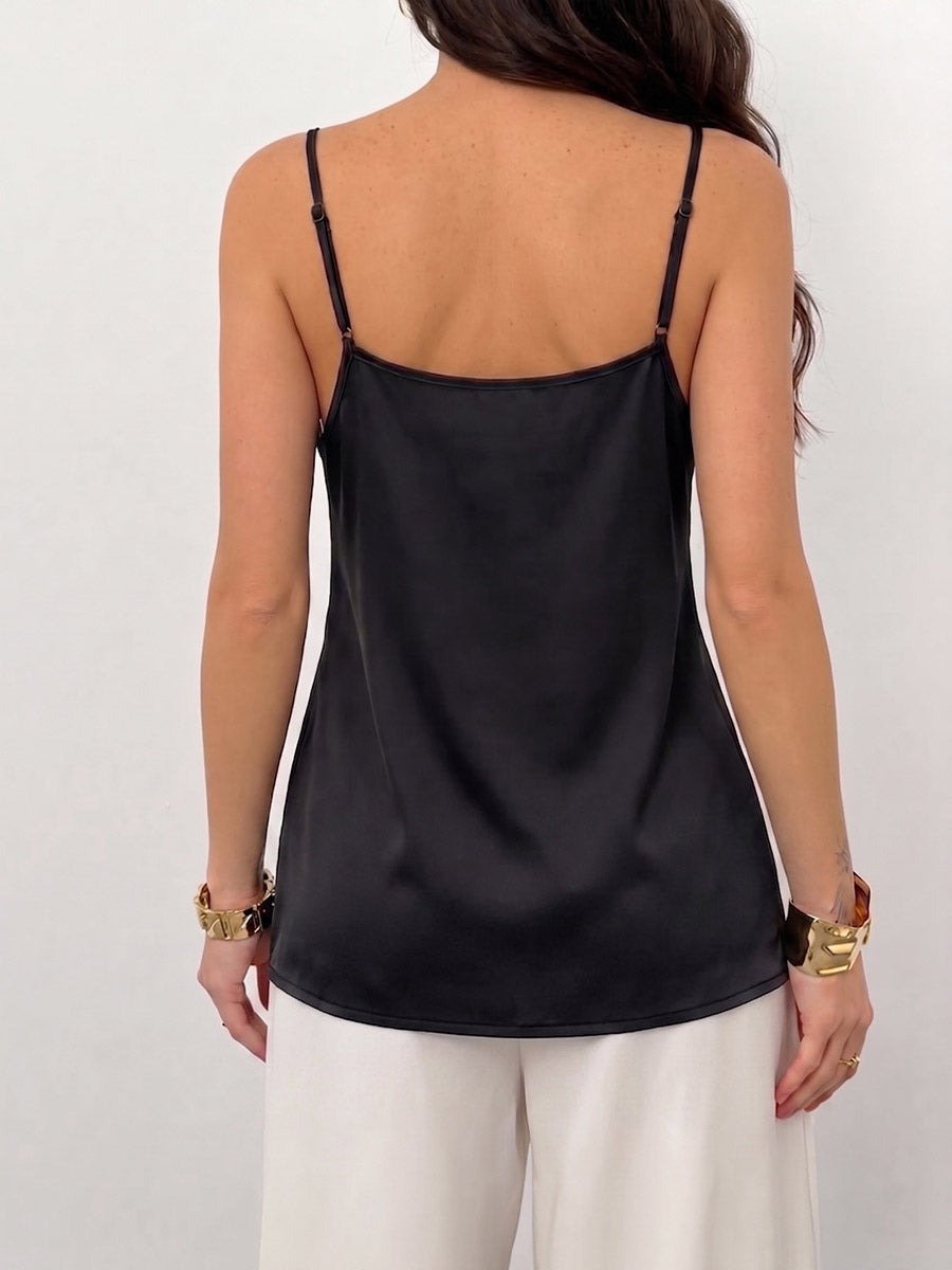 Black Cami Top V-Neck Lace Chic Camis For Women