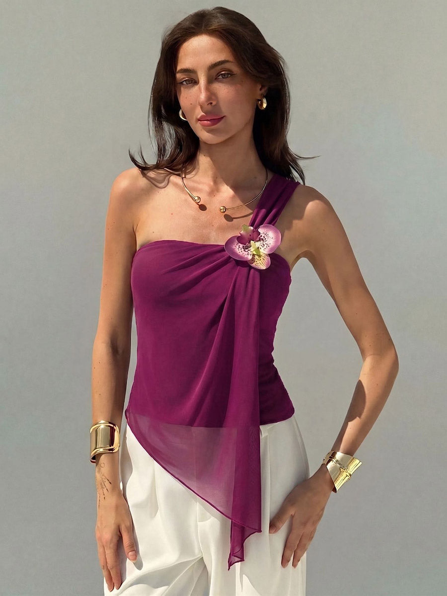 Fuchsia Cami Top Flowers Casual Women Camis
