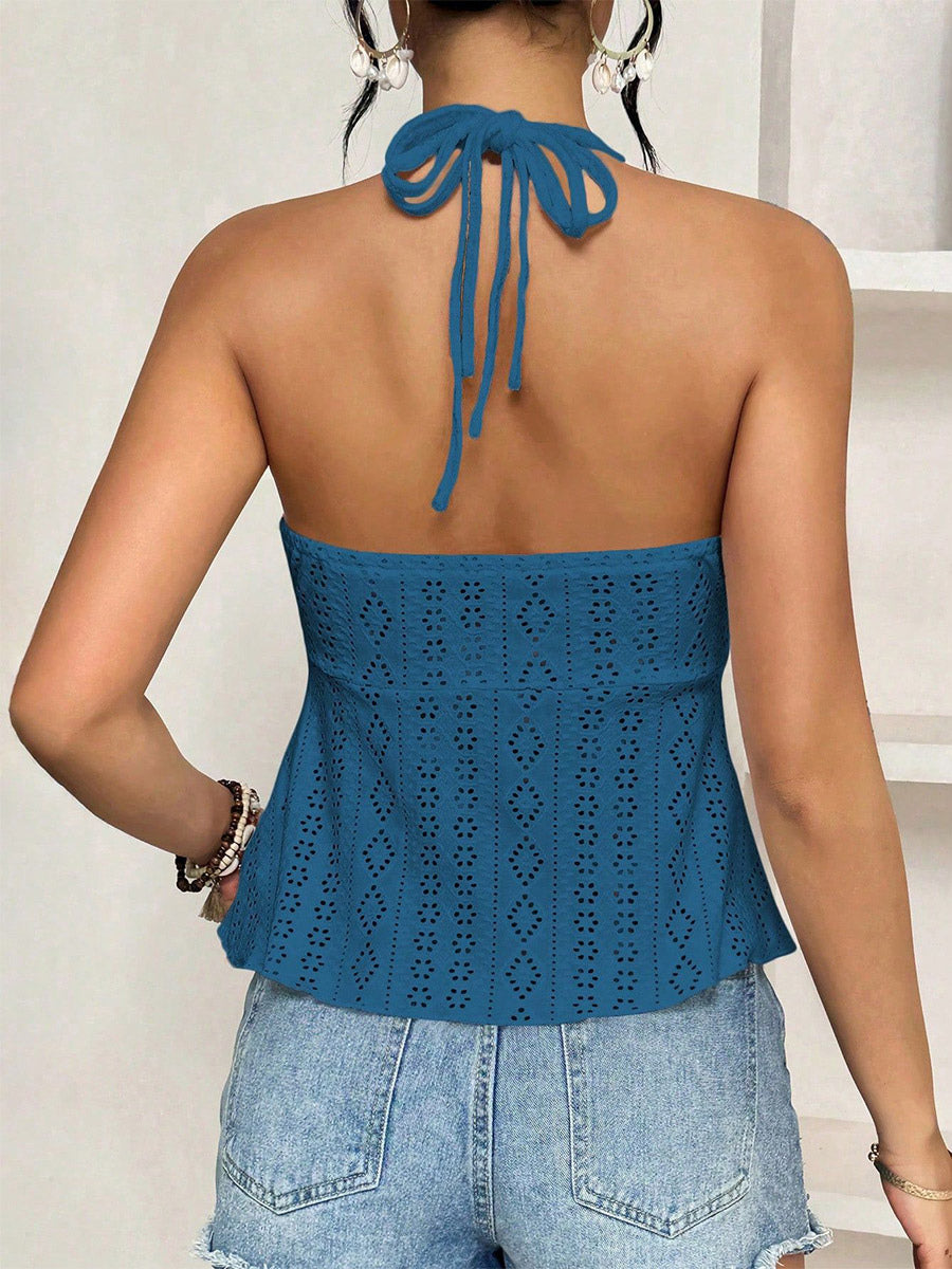 Red Cami Top Straps Neck Cut Out Chic Camis For Women