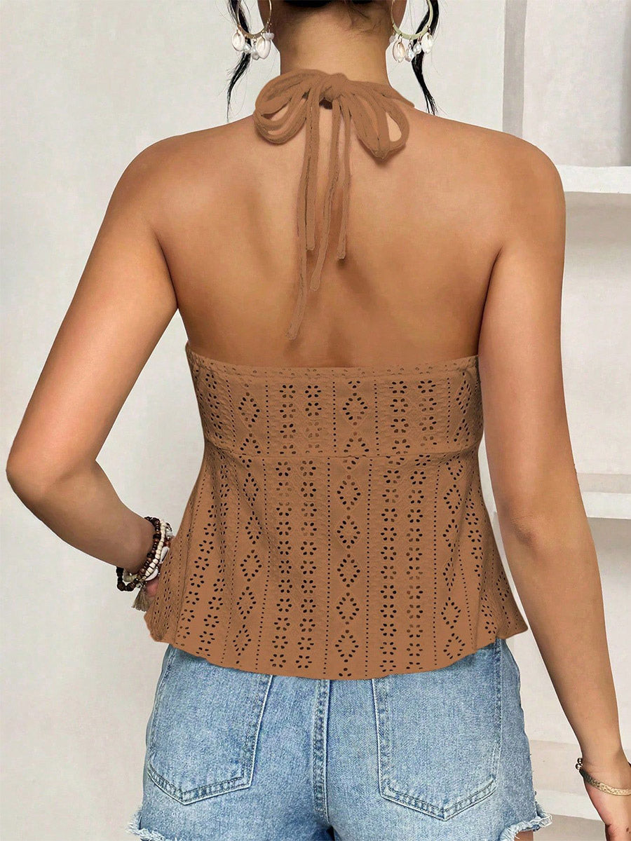 Red Cami Top Straps Neck Cut Out Chic Camis For Women