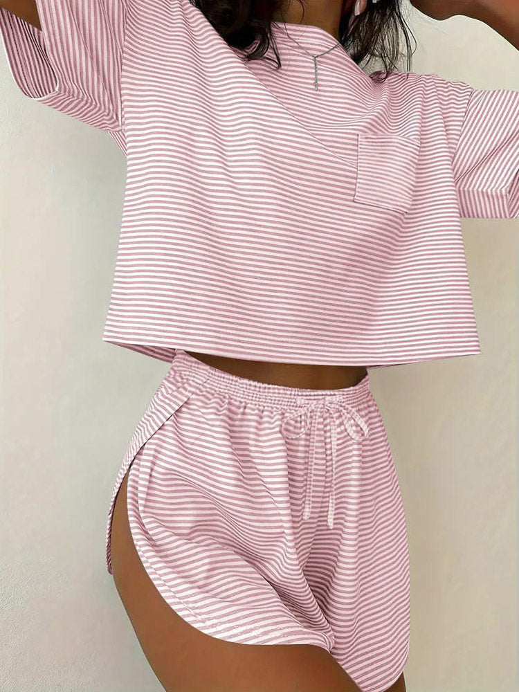 Two Piece Sets White Casual Printed Daily Casual Drawstring Jewel Neck T-Shirt Sleeves Short Sleeves Pant Set