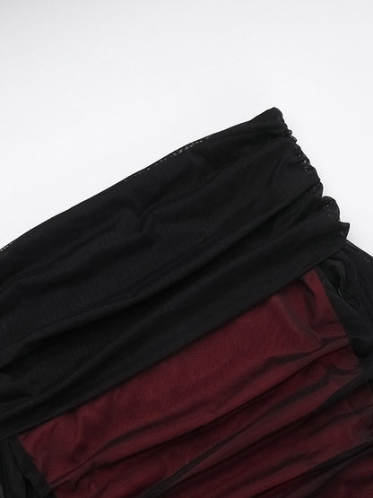 Night Out Dresses Burgundy Long Sleeves Off-The-Shoulder Summer Dress
