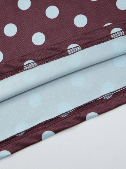 Two Piece Sets Blue Polka Dot Daily Casual Polyester Casual Strapless Sleeveless Skirt Set